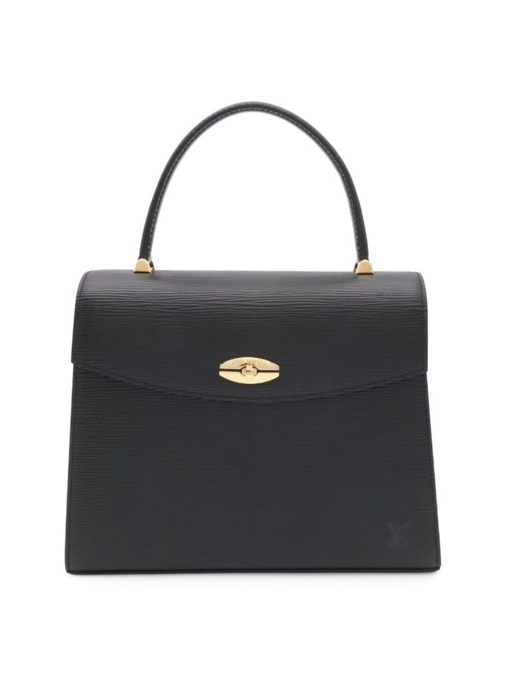 Louis Vuitton Epi Malesherbes Handbag Flap Bag Leather Noir Black Gold